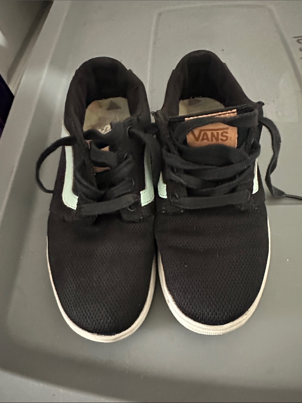 Vans Black Sneakers with Mint Accent Stripe